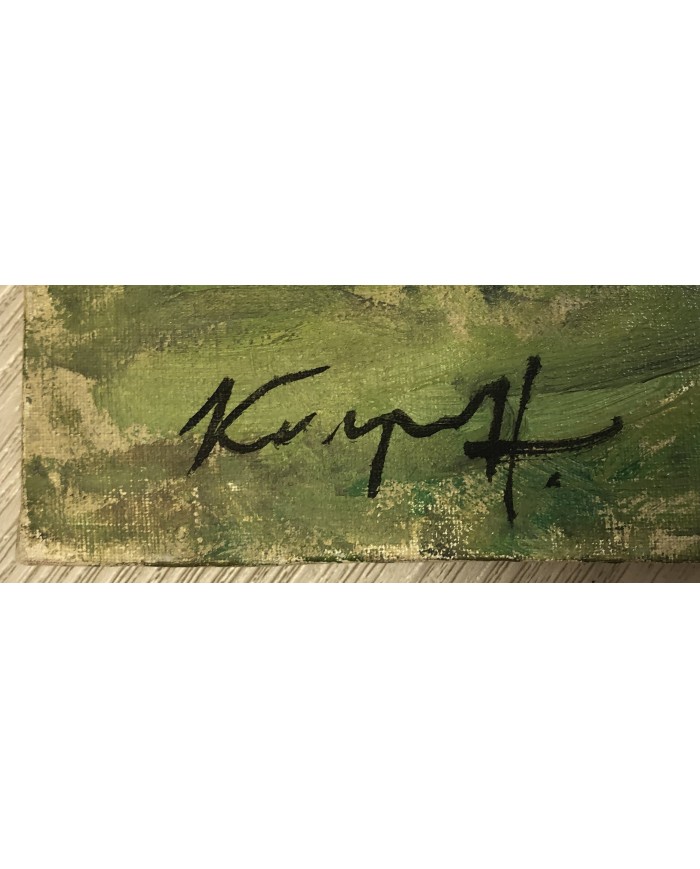 dipinto a olio paesaggio con gregge e pastori di Karpov Ivan