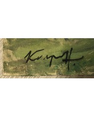 dipinto a olio paesaggio con gregge e pastori di Karpov Ivan