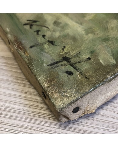 dipinto a olio paesaggio agreste e contadini di Karpov Ivan