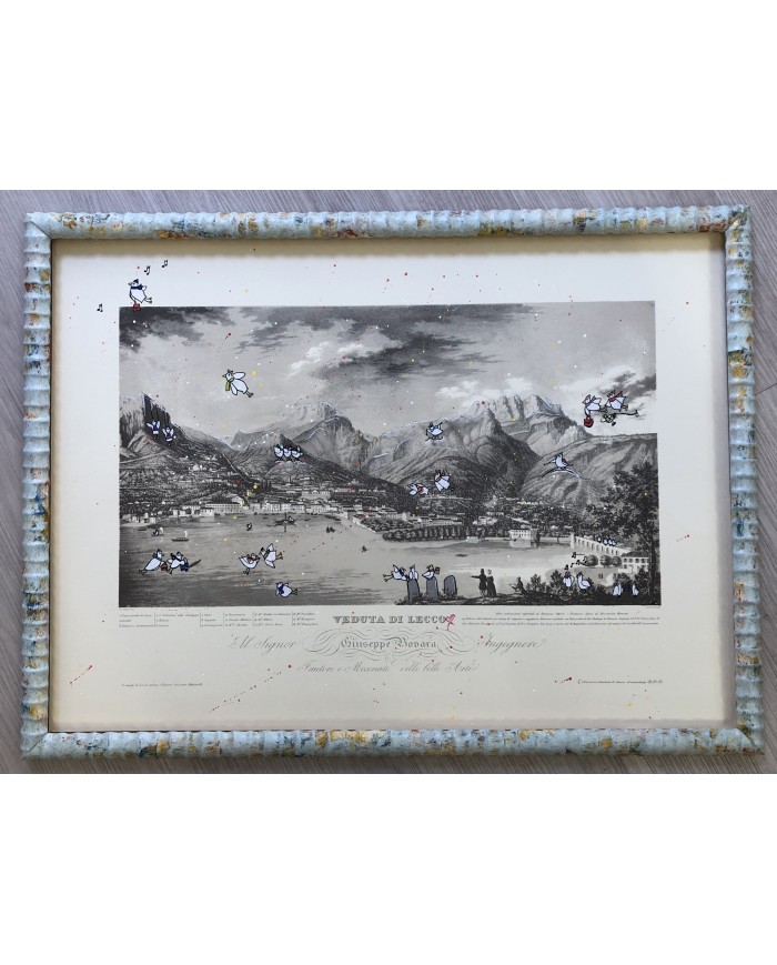 Veduta di Lecco interpretata da AnnaV giovane artista lecchese