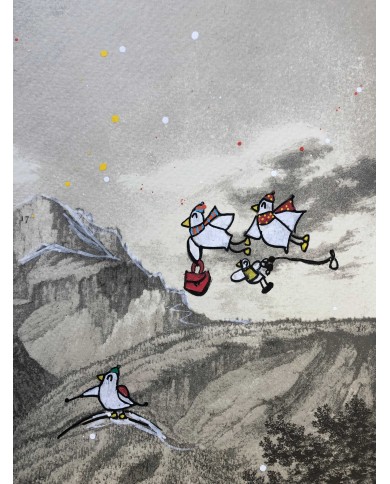 Veduta di Lecco interpretata da AnnaV giovane artista lecchese