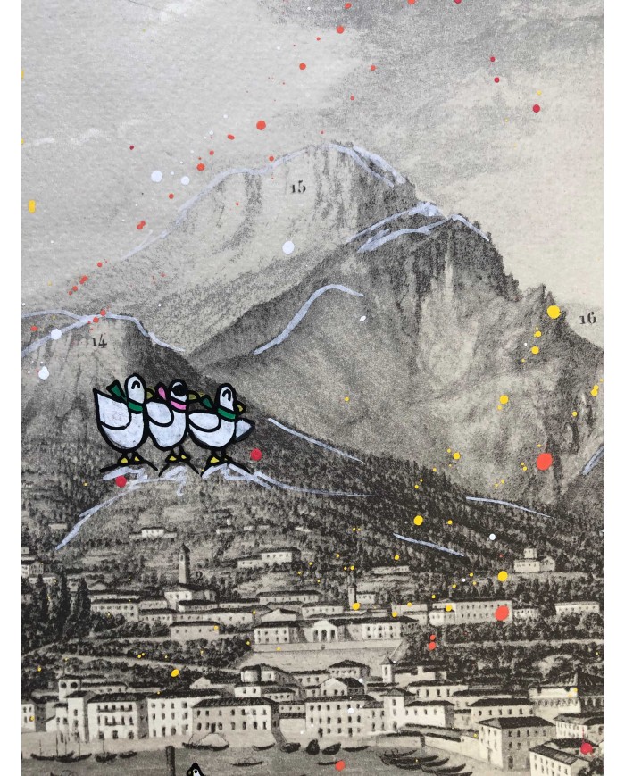 Veduta di Lecco interpretata da AnnaV giovane artista lecchese