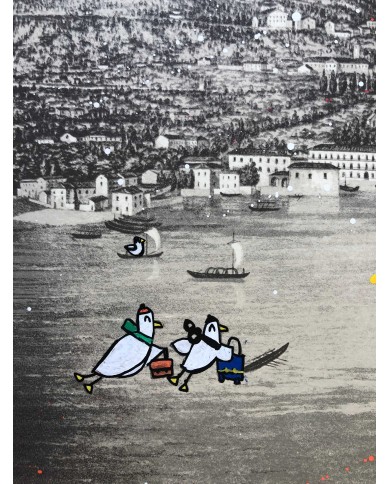 Veduta di Lecco interpretata da AnnaV giovane artista lecchese