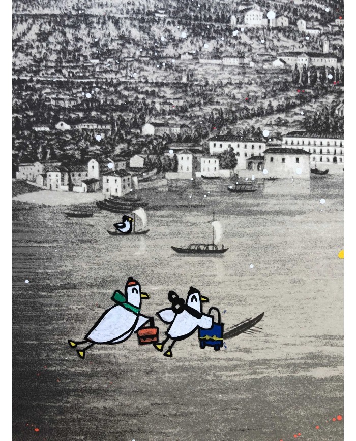 Veduta di Lecco interpretata da AnnaV giovane artista lecchese