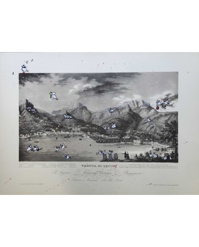 Veduta di Lecco interpretata da AnnaV giovane artista lecchese