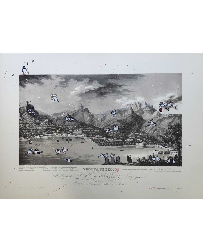 Veduta di Lecco interpretata da AnnaV giovane artista lecchese