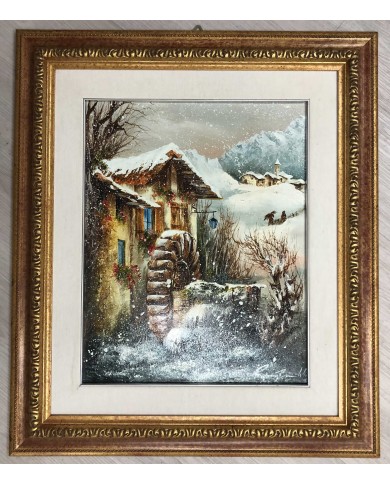 dipinto a olio Nevicata dell' artista Bernardelle Rossana
