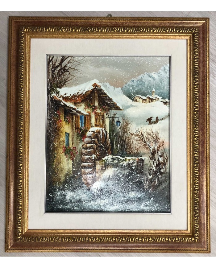 dipinto a olio Nevicata dell' artista Bernardelle Rossana
