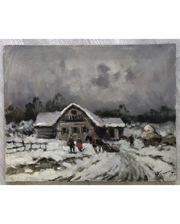 Nevicata olio su tela di Karpov Ivan