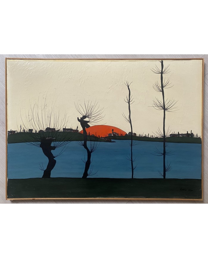 Pusiano paesaggio di Brianza Olio su faesite  di Paolo Dell' Oro