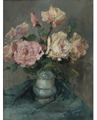 dipinto a olio vaso di rose di Gino Fraguglia