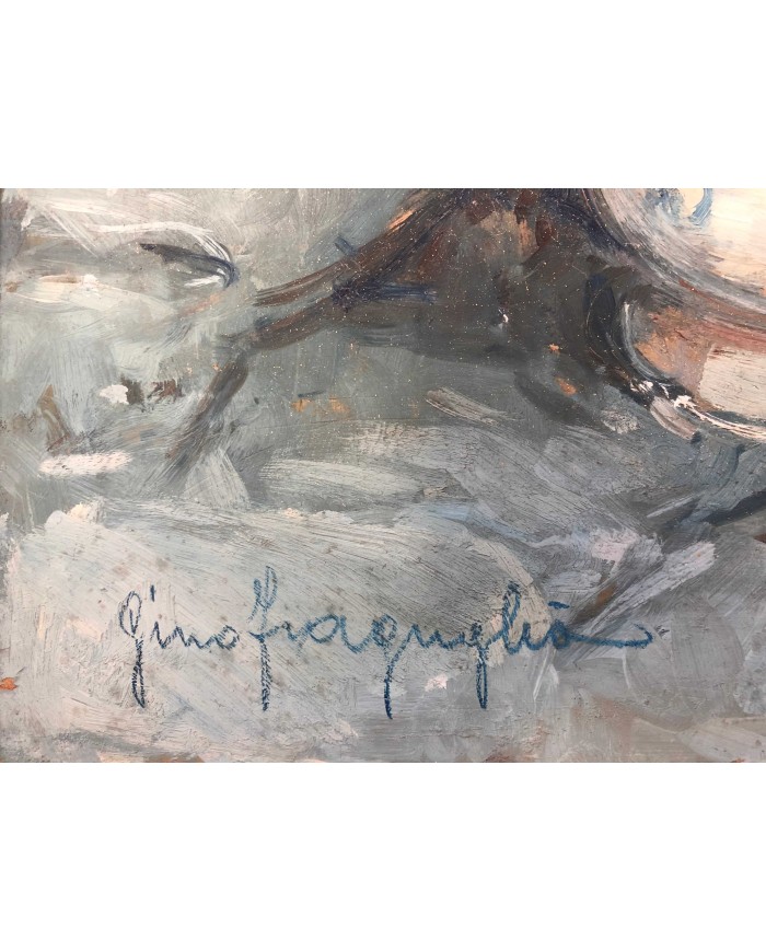 dipinto a olio vaso di rose di Gino Fraguglia