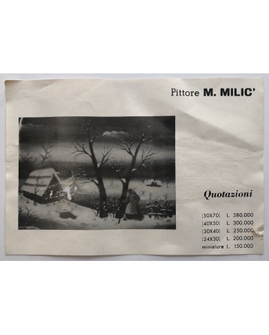 Dipinto paesaggio invernale stile naiv