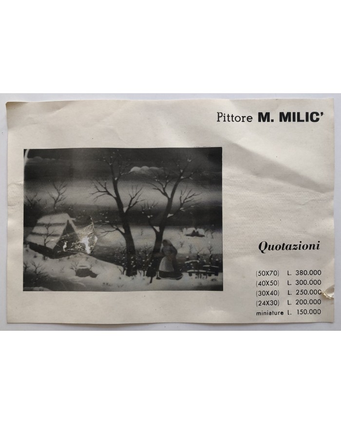 Dipinto paesaggio invernale stile naiv