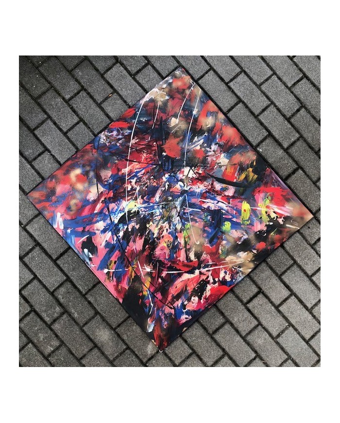 quadro astratto multicolore dipinto a mano olio su tela