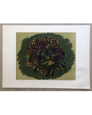 fiori, litografia originale di Ennio Morlotti