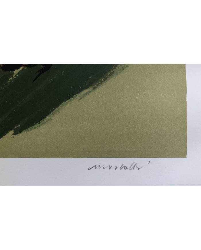 fiori, litografia originale di Ennio Morlotti