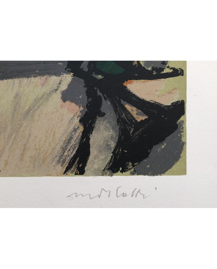 rocce, litografia originale di Ennio Morlotti