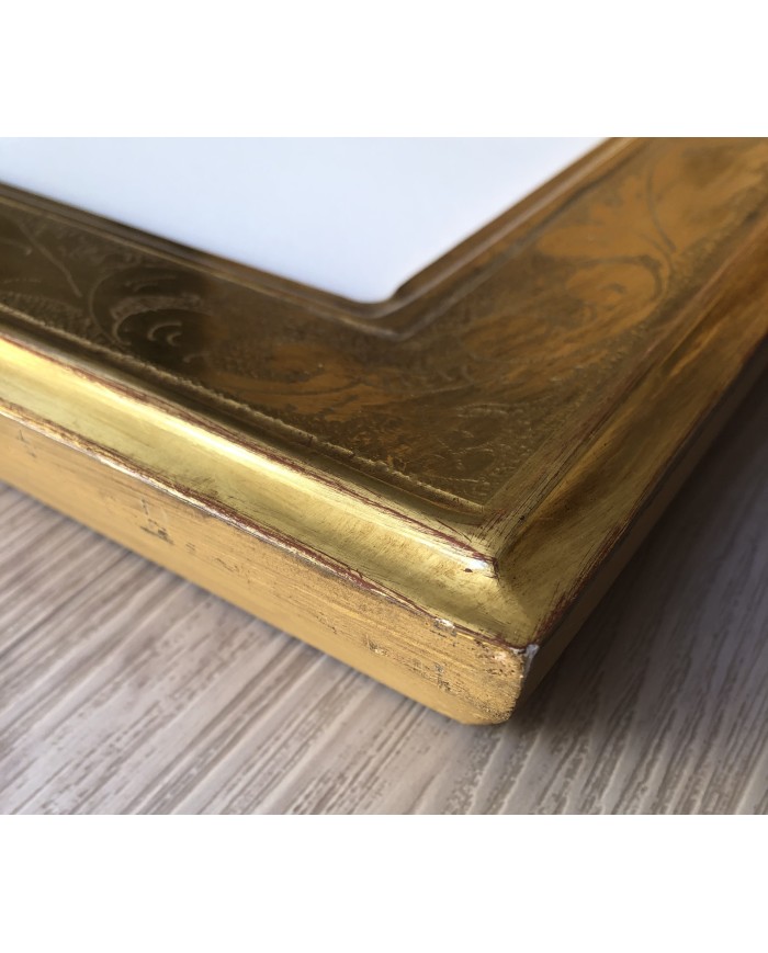 Specchiera dorata in oro Zecchino, made in Italy