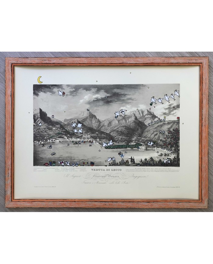 Veduta di Lecco interpretata da AnnaV giovane artista lecchese