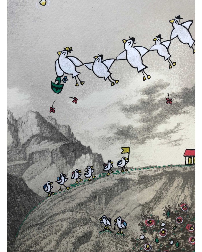 Veduta di Lecco interpretata da AnnaV giovane artista lecchese