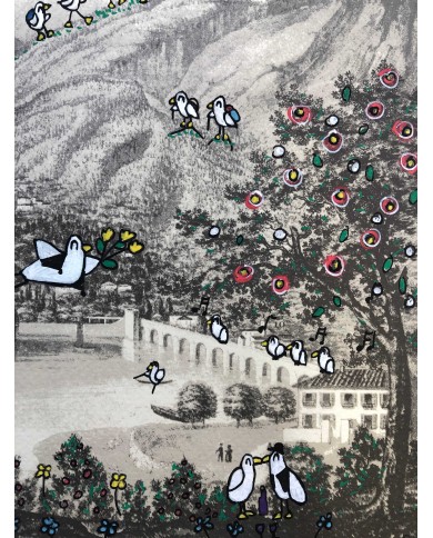 Veduta di Lecco interpretata da AnnaV giovane artista lecchese