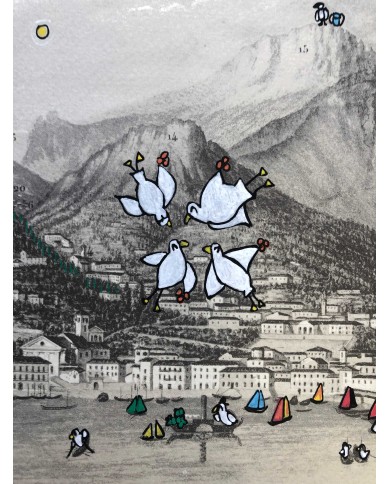 Veduta di Lecco interpretata da AnnaV giovane artista lecchese