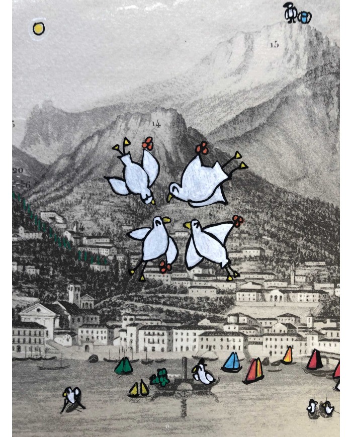 Veduta di Lecco interpretata da AnnaV giovane artista lecchese