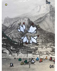 Veduta di Lecco interpretata da AnnaV giovane artista lecchese