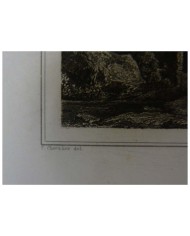 Stampa antica "Caduta del Fiume Latte a Varenna 1850