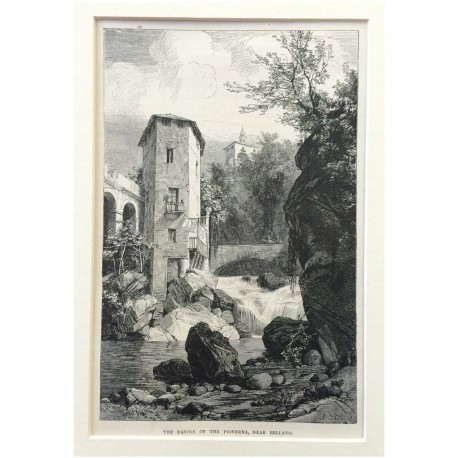 Stampa antica The ravine of the Pioverna, near Bellano 1876