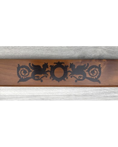 Cornice classica noce intarsio fregio grottesca. PEZZO UNICO!