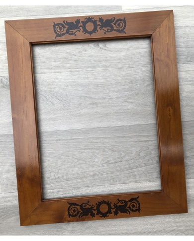 Cornice classica noce intarsio fregio grottesca. PEZZO UNICO!