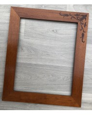 Cornice classica artigiana noce intarsio fiore stilizzato PEZZO UNICO!