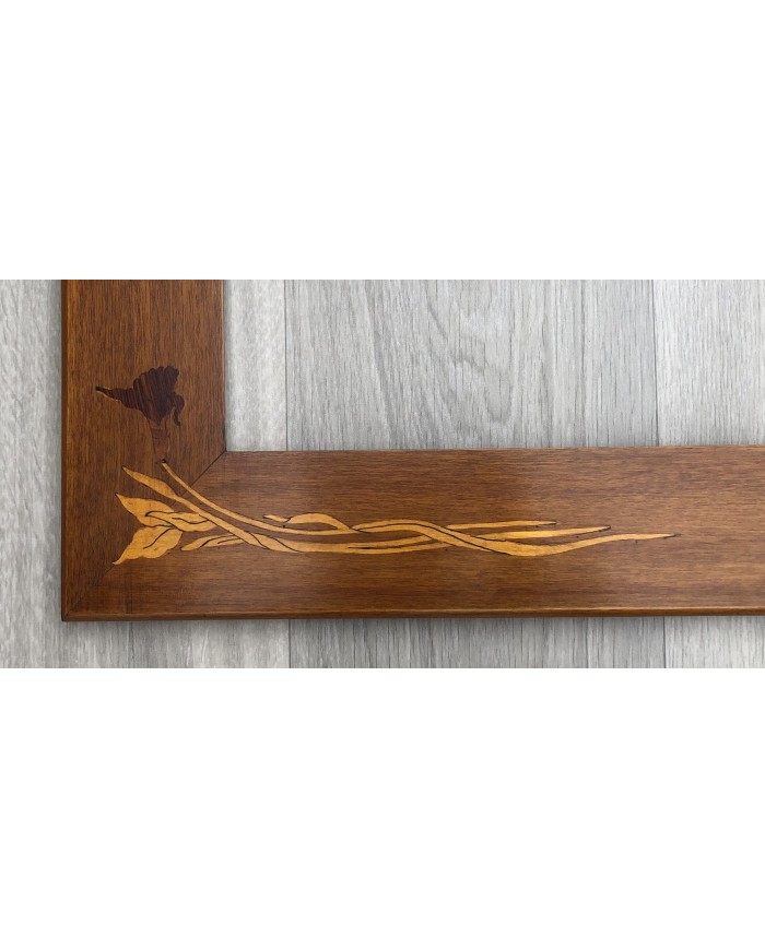 Cornice classica artigiana noce intarsio fiore. PEZZO UNICO!
