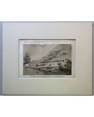 Stampa antica Cava di Lecco sotto il monte Barro Geologia Stoppani