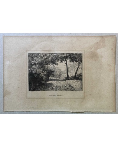 Stampa antica Vallon pres de Lecco 1855