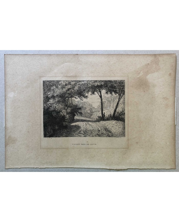 Stampa antica Vallon pres de Lecco 1855