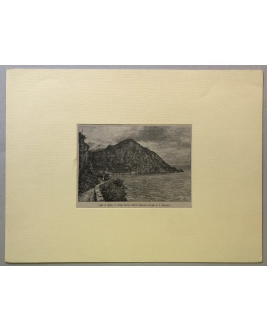 Stampa antica Lago  di Como - Sasso Rancio presso Nobiallo