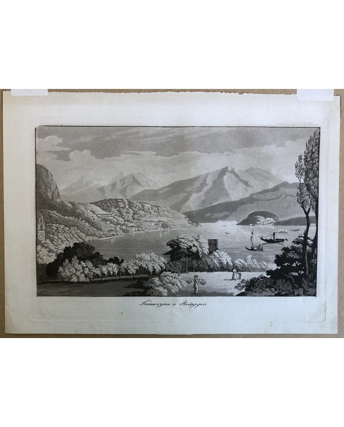 Stampa antica originale Tremezzina e Belaggio anno 1833