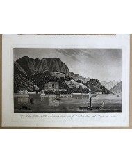 stampa d'epoca Veduta de Villa Sommariva con la Cadenabbia anno 1833
