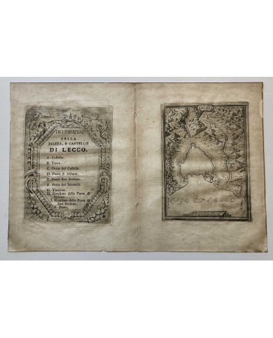 Stampa antica autentica DICHIARATIONE DELLA PIAZZA E CASTELLO DI LECCO