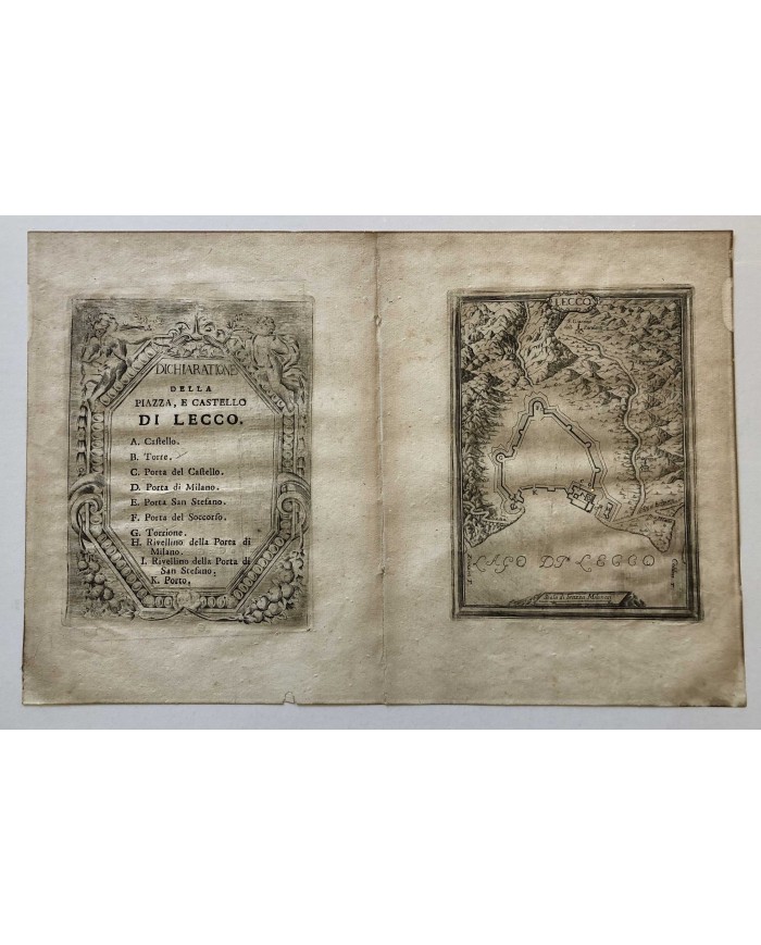 Stampa antica autentica DICHIARATIONE DELLA PIAZZA E CASTELLO DI LECCO