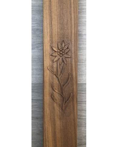 Cornice classica massello di noce con intaglio fiore stella alpina