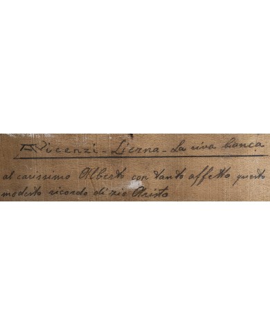 Lierna la Riva Bianca olio su legno artista Aristotile Vicenzi