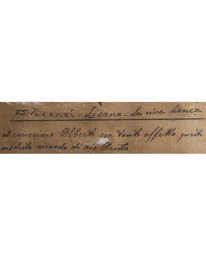 Lierna la Riva Bianca olio su legno artista Aristotile Vicenzi