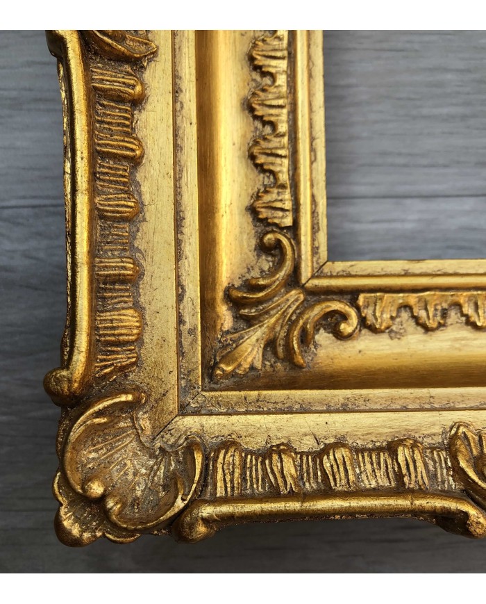 cornice in stile barocco, artigianale, dorata in foglia