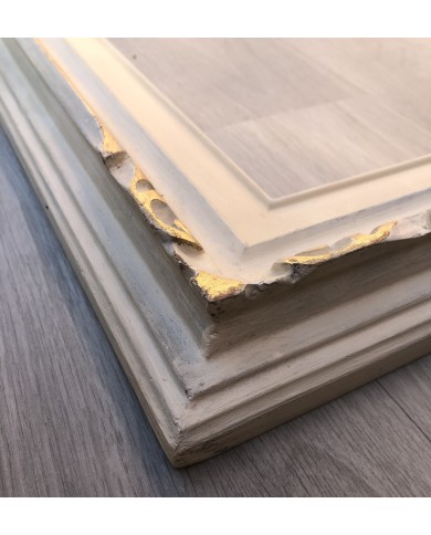 cornice in legno originale d'epoca Francesina color bianco avorio