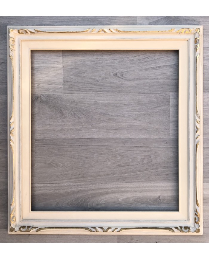 cornice in legno originale d'epoca Francesina color bianco avorio