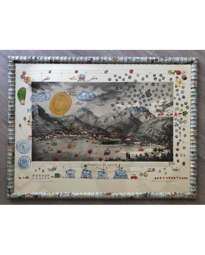 Veduta di Lecco interpretata da Samuele Rossi artista lecchese